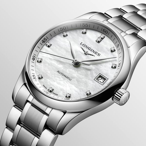 Master 34 mm automatique en acier inoxydable et diamants